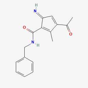 molecular formula C16H16N2O2 B7885763 3-acetyl-N-benzyl-5-imino-2-methylcyclopenta-1,3-diene-1-carboxamide 