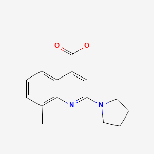 molecular formula C16H18N2O2 B7885849 Methyl 8-methyl-2-pyrrolidin-1-ylquinoline-4-carboxylate 