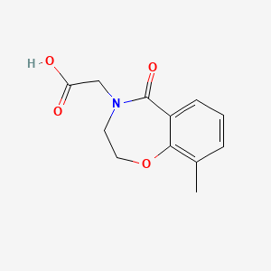 molecular formula C12H13NO4 B7885861 (9-methyl-5-oxo-2,3-dihydro-1,4-benzoxazepin-4(5H)-yl)acetic acid 