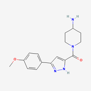 molecular formula C16H20N4O2 B7886007 1-[3-(4-methoxyphenyl)-1H-pyrazole-5-carbonyl]piperidin-4-amine 