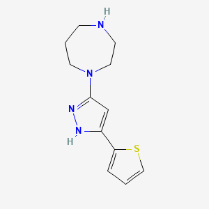 molecular formula C12H16N4S B7886011 1-(3-(thiophen-2-yl)-1H-pyrazol-5-yl)-1,4-diazepane 