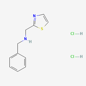 molecular formula C11H14Cl2N2S B7886392 1-Phenyl-N-(1,3-thiazol-2-ylmethyl)methanamine dihydrochloride 