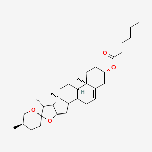 molecular formula C33H52O4 B7886593 [(5'R,7S,9S,13R,16S)-5',7,9,13-tetramethylspiro[5-oxapentacyclo[10.8.0.02,9.04,8.013,18]icos-18-ene-6,2'-oxane]-16-yl] hexanoate 