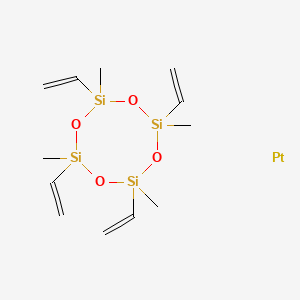 molecular formula C12H24O4PtSi4 B7886621 Platinate(2-), hexachloro-, dihydrogen, (OC-6-11)-, reaction products with 2,4,6,8-tetraethenyl-2,4,6,8-tetramethylcyclotetrasiloxane 