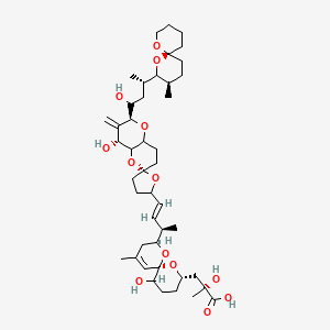 molecular formula C44H68O13 B7886648 (2R)-2-hydroxy-3-[(2S,6R,8S)-11-hydroxy-2-[(E,2R)-4-[(2S,4R,6R)-4-hydroxy-2-[(3S)-1-hydroxy-3-[(3R,6S)-3-methyl-1,7-dioxaspiro[5.5]undecan-2-yl]butyl]-3-methylidenespiro[4a,7,8,8a-tetrahydro-4H-pyrano[3,2-b]pyran-6,5'-oxolane]-2'-yl]but-3-en-2-yl]-4-methyl-1,7-dioxaspiro[5.5]undec-4-en-8-yl]-2-methylpropanoic acid 