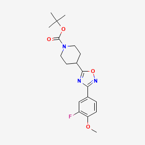 molecular formula C19H24FN3O4 B7886805 Tert-butyl 4-[3-(3-fluoro-4-methoxyphenyl)-1,2,4-oxadiazol-5-yl]piperidine-1-carboxylate 