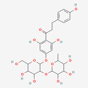 molecular formula C27H34O14 B7886839 3,5-dihydroxy-4-[3-(4-hydroxyphenyl)propanoyl]phenyl 2-O-(6-deoxyhexopyranosyl)hexopyranoside 