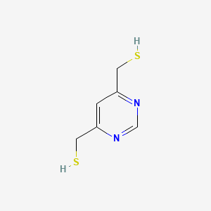 molecular formula C6H8N2S2 B7886890 [6-(Sulfanylmethyl)-4-pyrimidinyl]methyl hydrosulfide 