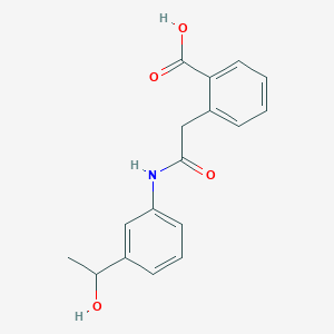 molecular formula C17H17NO4 B7887044 2-(2-((3-(1-Hydroxyethyl)phenyl)amino)-2-oxoethyl)benzoic acid 