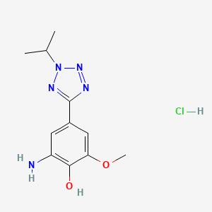 molecular formula C11H16ClN5O2 B7887059 2-amino-4-(2-isopropyl-2H-tetrazol-5-yl)-6-methoxyphenol hydrochloride 