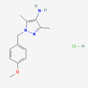 molecular formula C13H18ClN3O B7887063 1-(4-methoxybenzyl)-3,5-dimethyl-1H-pyrazol-4-amine hydrochloride 