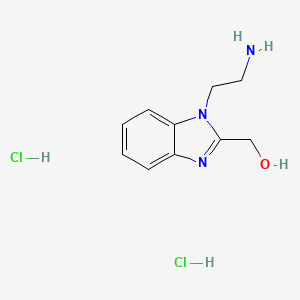 molecular formula C10H15Cl2N3O B7887068 (1-(2-aminoethyl)-1H-benzo[d]imidazol-2-yl)methanol dihydrochloride 