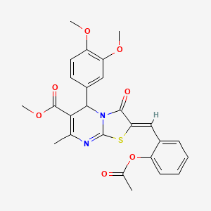 molecular formula C26H24N2O7S B7887096 Methyl 2-(2-acetoxybenzylidene)-5-(3,4-dimethoxyphenyl)-7-methyl-3-oxo-3,5-dihydro-2H-thiazolo[3,2-a]pyrimidine-6-carboxylate CAS No. 373370-16-2