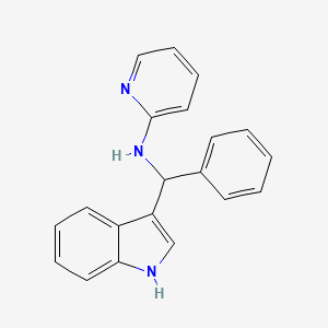 molecular formula C20H17N3 B7887279 N-[1H-indol-3-yl(phenyl)methyl]pyridin-2-amine 