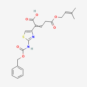 molecular formula C21H22N2O6S B7887391 2-[2-[[(Phenylmethoxy)carbonyl]amino]-4-thiazolyl]-2-pentenedioic acid 5-(3-methyl-2-butenyl) ester 