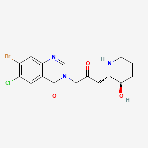 molecular formula C16H17BrClN3O3 B7887486 7-bromo-6-chloro-3-(3-((2S,3R)-3-hydroxypiperidin-2-yl)-2-oxopropyl)quinazolin-4(3H)-one CAS No. 7695-84-3