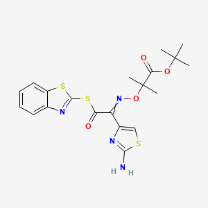 molecular formula C20H22N4O4S3 B7887822 Tert-butyl 2-[[1-(2-amino-1,3-thiazol-4-yl)-2-(1,3-benzothiazol-2-ylsulfanyl)-2-oxoethylidene]amino]oxy-2-methylpropanoate 