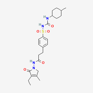 molecular formula C24H34N4O5S B7887853 N-(4-ethyl-3-methyl-5-oxo-2H-pyrrol-1-yl)-3-[4-[[[(4-methylcyclohexyl)amino]-oxomethyl]sulfamoyl]phenyl]propanamide 