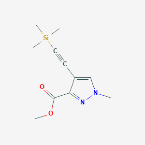 molecular formula C11H16N2O2Si B7887993 methyl 1-methyl-4-[(trimethylsilyl)ethynyl]-1H-pyrazole-3-carboxylate 