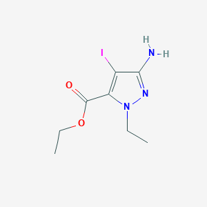 molecular formula C8H12IN3O2 B7888101 1H-Pyrazole-5-carboxylic acid, 3-amino-1-ethyl-4-iodo-, ethyl ester CAS No. 1354705-82-0