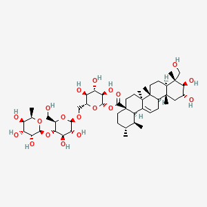 [(2S,3R,4S,5S,6R)-6-[[(2R,3R,4R,5S,6R)-3,4-dihydroxy-6-(hydroxymethyl)-5-[(2S,3R,4R,5R,6R)-3,4,5-trihydroxy-6-methyloxan-2-yl]oxyoxan-2-yl]oxymethyl]-3,4,5-trihydroxyoxan-2-yl] (1S,2R,4aS,6aR,6aS,6bR,8aR,9R,10R,11R,12aR,14bR)-10,11-dihydroxy-9-(hydroxymethyl)-1,2,6a,6b,9,12a-hexamethyl-2,3,4,5,6,6a,7,8,8a,10,11,12,13,14b-tetradecahydro-1H-picene-4a-carboxylate