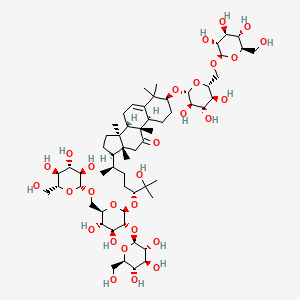 molecular formula C60H100O29 B7888203 (3S,8S,9R,10R,13R,14S,17R)-17-[(2R,5R)-5-[(2S,3R,4S,5S,6R)-4,5-dihydroxy-3-[(2R,3R,4S,5S,6R)-3,4,5-trihydroxy-6-(hydroxymethyl)oxan-2-yl]oxy-6-[[(2R,3R,4S,5S,6R)-3,4,5-trihydroxy-6-(hydroxymethyl)oxan-2-yl]oxymethyl]oxan-2-yl]oxy-6-hydroxy-6-methylheptan-2-yl]-4,4,9,13,14-pentamethyl-3-[(2R,3R,4S,5S,6R)-3,4,5-trihydroxy-6-[[(2R,3R,4S,5S,6R)-3,4,5-trihydroxy-6-(hydroxymethyl)oxan-2-yl]oxymethyl]oxan-2-yl]oxy-1,2,3,7,8,10,12,15,16,17-decahydrocyclopenta[a]phenanthren-11-one 