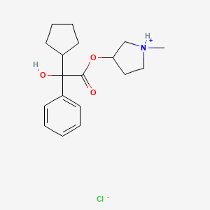 molecular formula C18H26ClNO3 B7888276 alpha-Cyclopentylmandelic acid 1-methyl-3-pyrrolidinyl ester hydrochloride 