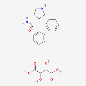 molecular formula C22H26N2O7 B7888308 (S)-2,2-Diphenyl-2-(3-pyrrolidinyl)acetamide L-Tartrate 