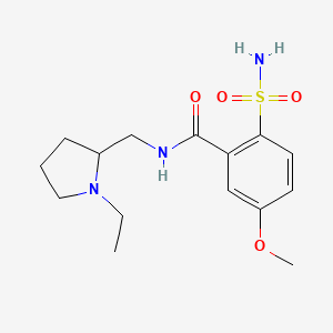molecular formula C15H23N3O4S B7888635 N-[(1-ethylpyrrolidin-2-yl)methyl]-5-methoxy-2-sulfamoylbenzamide 