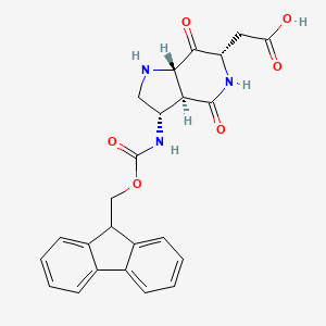molecular formula C24H23N3O6 B7888743 Fmoc-(2S,6S,9S)-6-amino-2-carboxymethyl-3,8-diazabicyclo-(4,3,0)-nonane-1,4-dione 