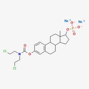 molecular formula C23H30Cl2NNa2O6P B7889071 Disodium [3-[bis(2-chloroethyl)amino-oxomethoxy]-13-methyl-6,7,8,9,11,12,14,15,16,17-decahydrocyclopenta[a]phenanthren-17-yl] phosphate 