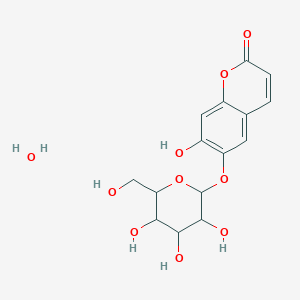molecular formula C15H18O10 B7889083 7-Hydroxy-6-[3,4,5-trihydroxy-6-(hydroxymethyl)oxan-2-yl]oxychromen-2-one;hydrate 