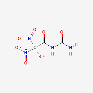 molecular formula C3H3KN4O6 B7889332 (2,2-Dinitro-2-potassioacetyl)urea 