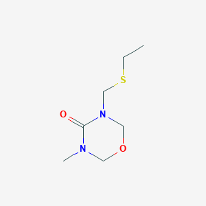 molecular formula C7H14N2O2S B7889374 3-[(Ethylsulfanyl)methyl]-5-methyl-1,3,5-oxadiazinan-4-one 