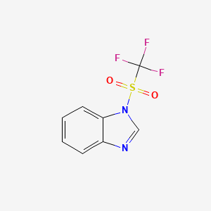 molecular formula C8H5F3N2O2S B7889388 1-[(Trifluoromethyl)sulfonyl]-1H-benzimidazole 