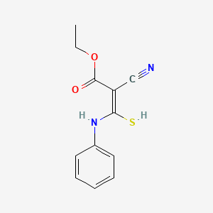 molecular formula C12H12N2O2S B7889465 3-Anilino-2-cyano-3-mercaptoacrylic acid ethyl ester 