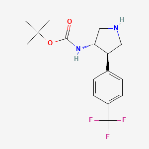 molecular formula C16H21F3N2O2 B7889775 trans (+/-) Tert-butyl 4-(4-(trifluoromethyl)phenyl)pyrrolidin-3-ylcarbamate CAS No. 1260616-57-6