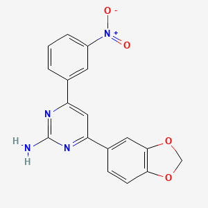 molecular formula C17H12N4O4 B7890402 4-(2H-1,3-Benzodioxol-5-yl)-6-(3-nitrophenyl)pyrimidin-2-amine 
