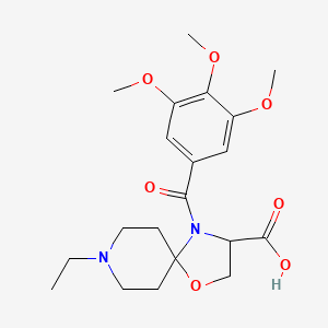molecular formula C20H28N2O7 B7890713 8-Ethyl-4-(3,4,5-trimethoxybenzoyl)-1-oxa-4,8-diazaspiro[4.5]decane-3-carboxylic acid 