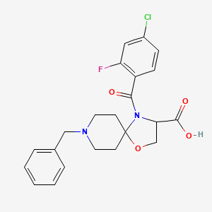 molecular formula C22H22ClFN2O4 B7890721 8-Benzyl-4-(4-chloro-2-fluorobenzoyl)-1-oxa-4,8-diazaspiro[4.5]decane-3-carboxylic acid 