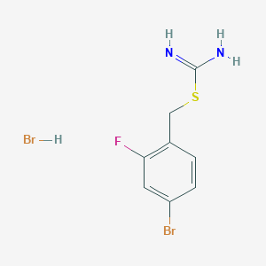 molecular formula C8H9Br2FN2S B7890729 {[(4-Bromo-2-fluorophenyl)methyl]sulfanyl}methanimidamide hydrobromide 