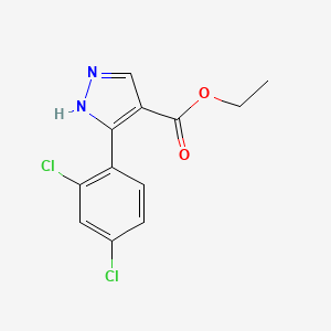 molecular formula C12H10Cl2N2O2 B7890742 ethyl 5-(2,4-dichlorophenyl)-1H-pyrazole-4-carboxylate 