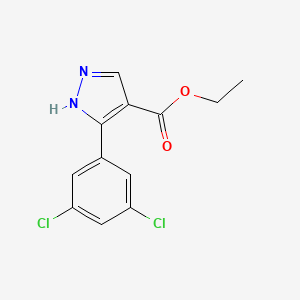 molecular formula C12H10Cl2N2O2 B7890776 ethyl 5-(3,5-dichlorophenyl)-1H-pyrazole-4-carboxylate 
