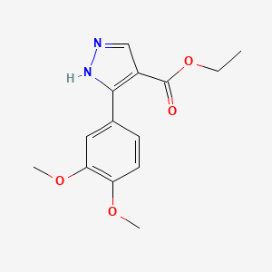 molecular formula C14H16N2O4 B7890780 ethyl 5-(3,4-dimethoxyphenyl)-1H-pyrazole-4-carboxylate 