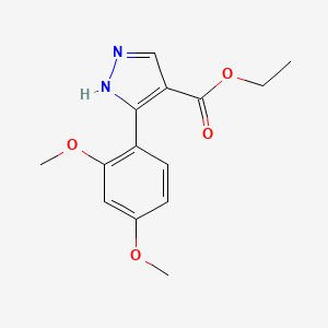 molecular formula C14H16N2O4 B7890788 ethyl 5-(2,4-dimethoxyphenyl)-1H-pyrazole-4-carboxylate 