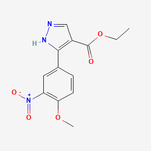 molecular formula C13H13N3O5 B7890850 Ethyl 5-(4-methoxy-3-nitrophenyl)-1H-pyrazole-4-carboxylate 