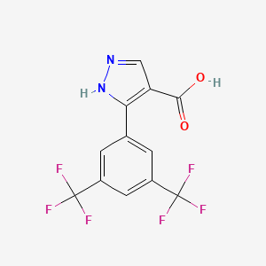 molecular formula C12H6F6N2O2 B7890882 5-[3,5-bis(trifluoromethyl)phenyl]-1H-pyrazole-4-carboxylic acid 