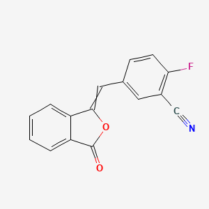 molecular formula C16H8FNO2 B7891054 2-氟-5-[[3-氧代异苯并呋喃-1(3H)-亚甲基]甲基]苯甲腈 
