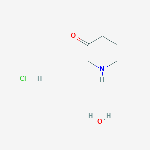 molecular formula C5H12ClNO2 B7891100 Piperidin-3-one hydrochloride Hydrate 