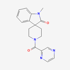 molecular formula C18H18N4O2 B7891153 1-Methyl-1'-(pyrazine-2-carbonyl)spiro[indoline-3,4'-piperidin]-2-one 